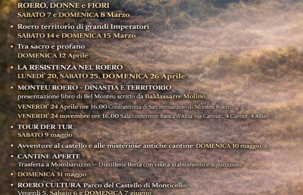 calendario preliminare 2026. Si avvisa che verranno preparate comunicazioni particolareggiate e dettagliate in prossimità dei vari eventi. Tutte le manifestazioni e gli eventi saranno realizzati anche grazie all’importante sostegno degli associati. E’possibile sostenere l’Associazione Culturale e Turistica Bel Monteu mediante tesseramento dell’importo di € 10,00. Info e chiarimenti tel. 333.7678652 e 3470587825